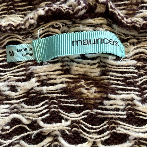 MAURICES BROWN WHITE MAGENTA  COZY CARDIGAN with HOODIE Sz M GUC - Picture 2 of 11